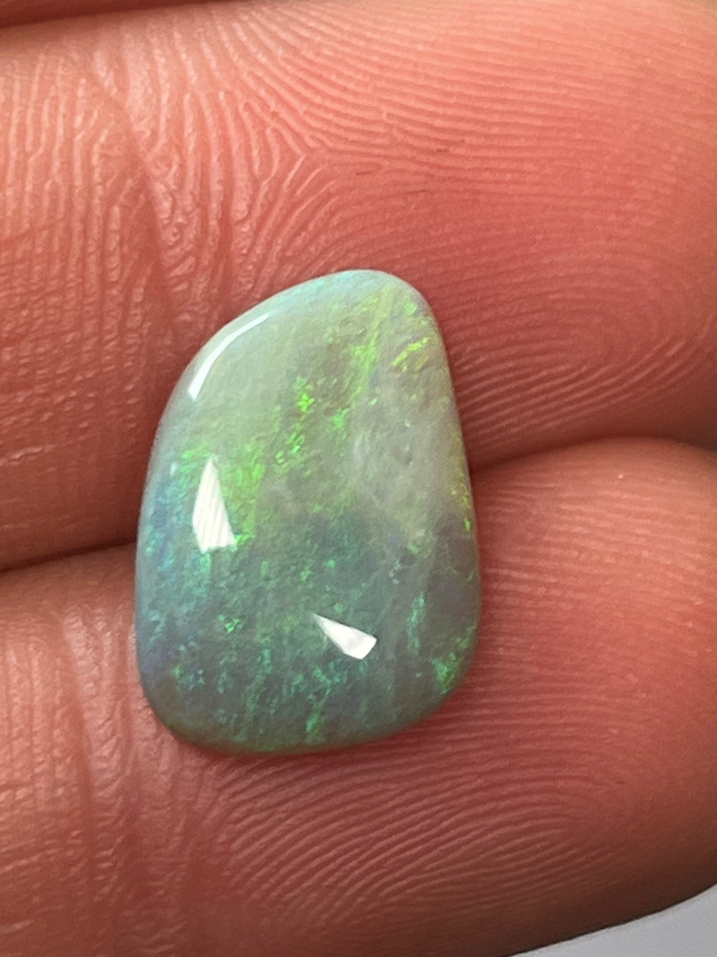 Lightning Ridge 4.40ct Freeform green and blue picture stone