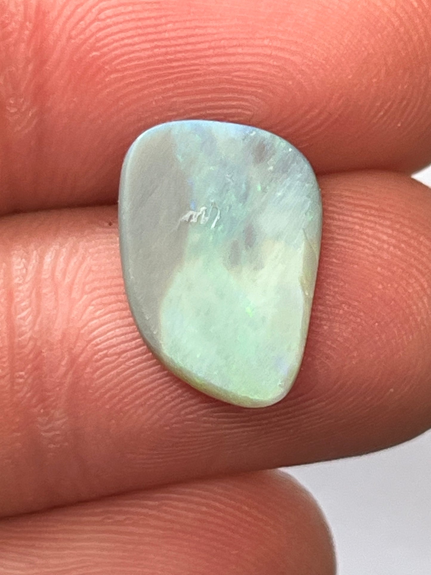 Lightning Ridge 4.40ct Freeform green and blue picture stone